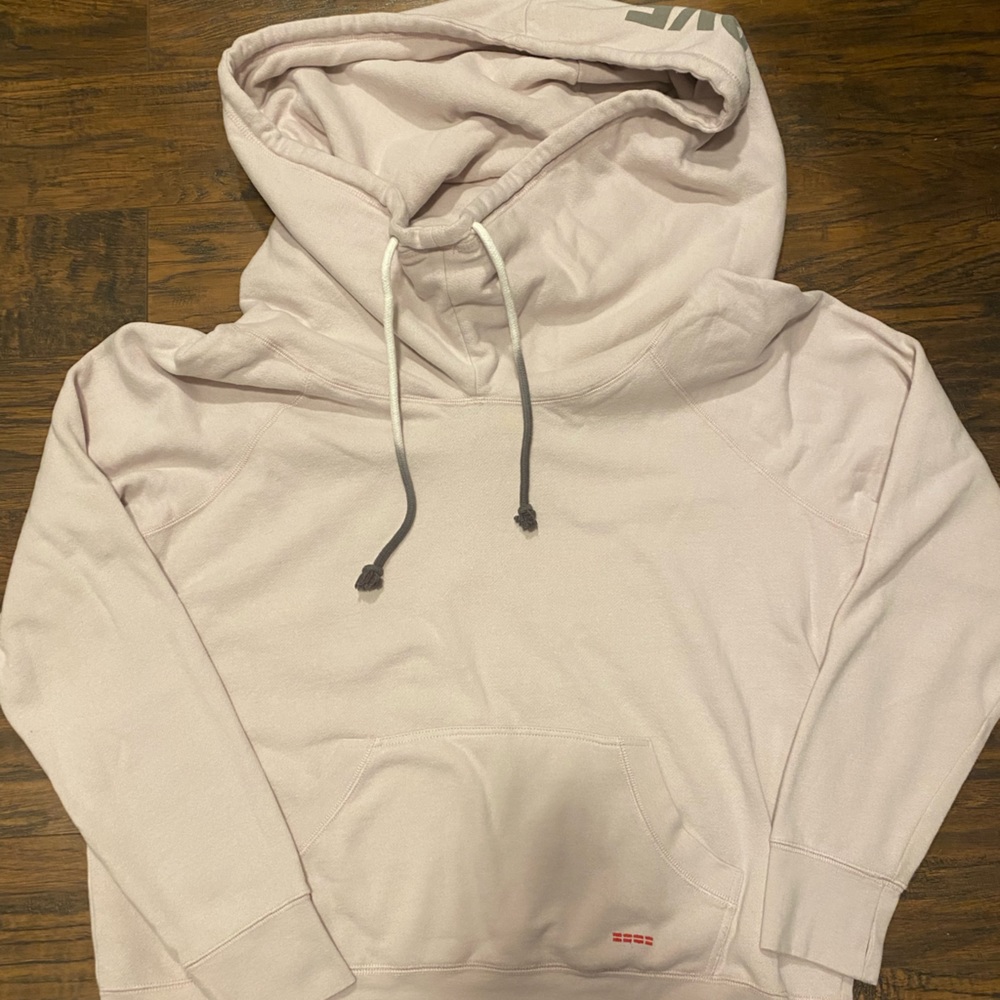 Peace Love World Cowl Neck hoodie with affirmation